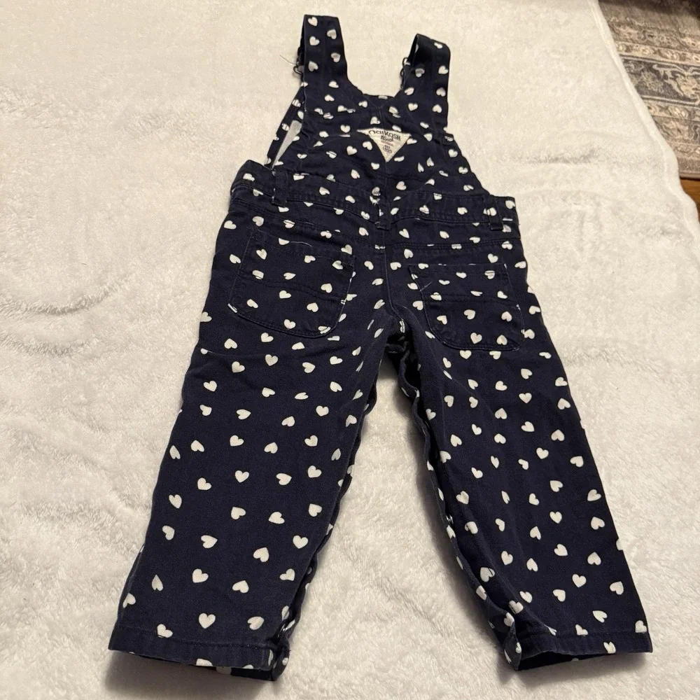 Vintage‎ Oshkosh B'Gosh Vestbak Overalls 12 Months Navy Hearts